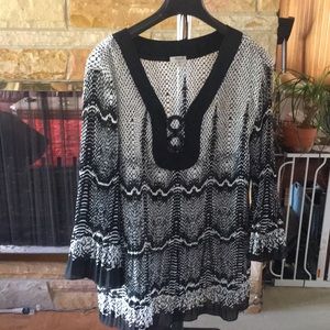 Nicola Blouse Black and White Blouse 2X